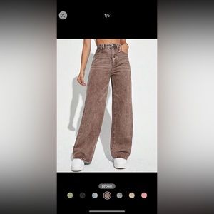 SHIEN High waisted Straight Leg Jeans Brown